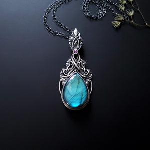 Silver Pendant and Necklace With Labradorite and Mystique Topaz - Dream Within a Dream