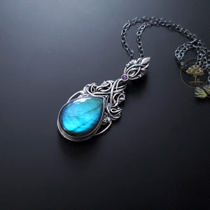Silver Pendant and Necklace With Labradorite and Mystique Topaz - Dream Within a Dream