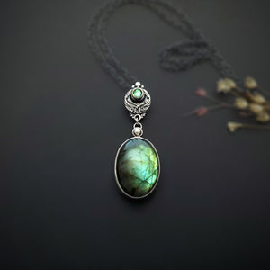 Sterling Silver Pendant and Necklace with Labradorite stones - Forest Spirit