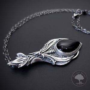 Clarity - Fine Silver With Onyx Pendant Earrings Set