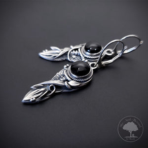 Clarity - Fine Silver With Onyx Pendant Earrings Set