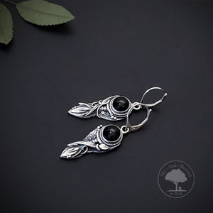Clarity - Fine Silver With Onyx Pendant Earrings Set