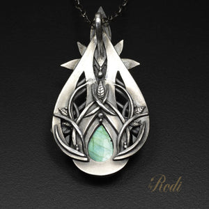 Divine Dance - Fine Silver Pendant With Labradorite