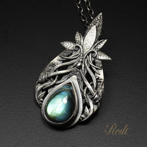 Divine Dance - Fine Silver Pendant With Labradorite