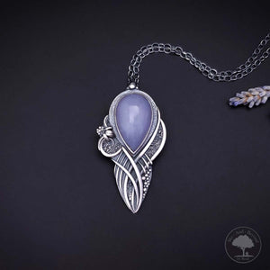 Expressions - Fine Silver Pendant With Blue Chalcedony