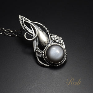 Forgiven Path - Fine Silver Pendant With Gray Moonstone