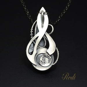 Forgiven Path - Fine Silver Pendant With Gray Moonstone