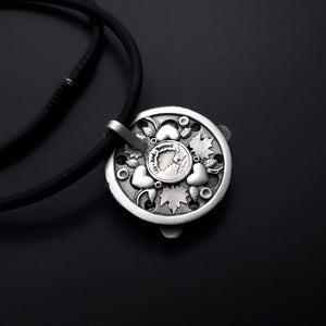 Home - Fine Silver Skull Mandala Pendant With Labradorite