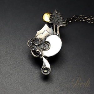 Pacific Sunrise - Fine Silver & 24k Gold Pendant With Topaz