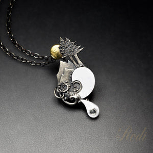 Pacific Sunrise - Fine Silver & 24k Gold Pendant With Topaz