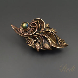 Peace - Talisman Brooch / Pin, Bronze With Labradorite Gemstone