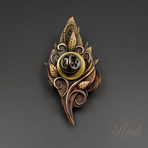 Peace - Talisman Brooch / Pin, Bronze With Labradorite Gemstone