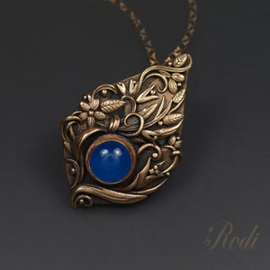 Stillness - Bronze Pendant With Chalcedony
