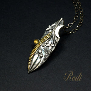 Synchronicity - Fine Silver, 24k Gold With Citrine Pendant