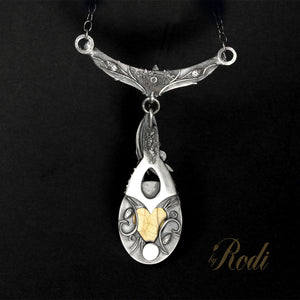 Timeless - Fine Silver Pendant With Labradorite / Citrine