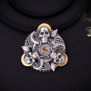 Together - Fine Silver / 24k Gold Mandala Pendant With Citrine