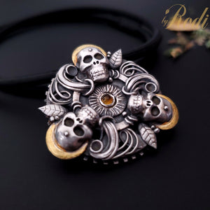 Together - Fine Silver / 24k Gold Mandala Pendant With Citrine