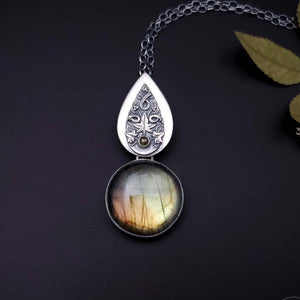 True To Yourself - Fine Silver Ivy Pendant With Labradorite & Tourmaline