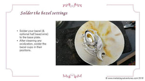 Sky Guide 8 All Metal Clay Step Guide Tutorial - Learn how to hand form metal clay with dimension and make the bezel settings-Sky And Beyond Jewelry By Rodi