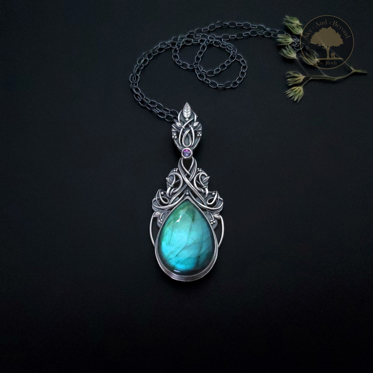 Silver Pendant and Necklace With Labradorite and Mystique Topaz - Dream Within a Dream