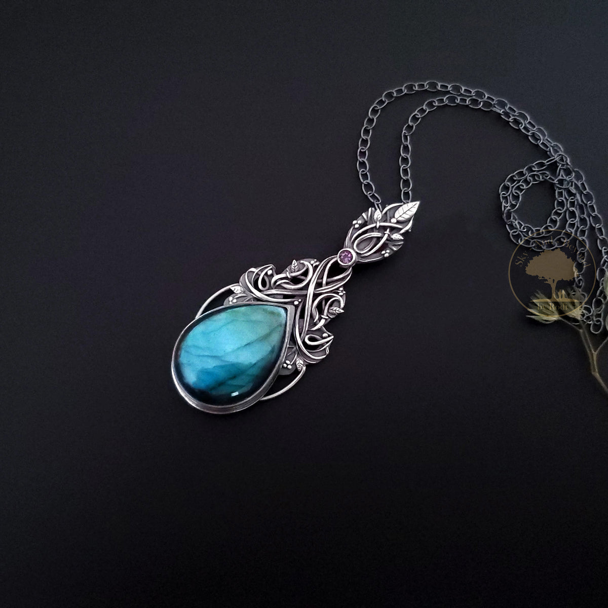 Silver Pendant and Necklace With Labradorite and Mystique Topaz - Dream Within a Dream