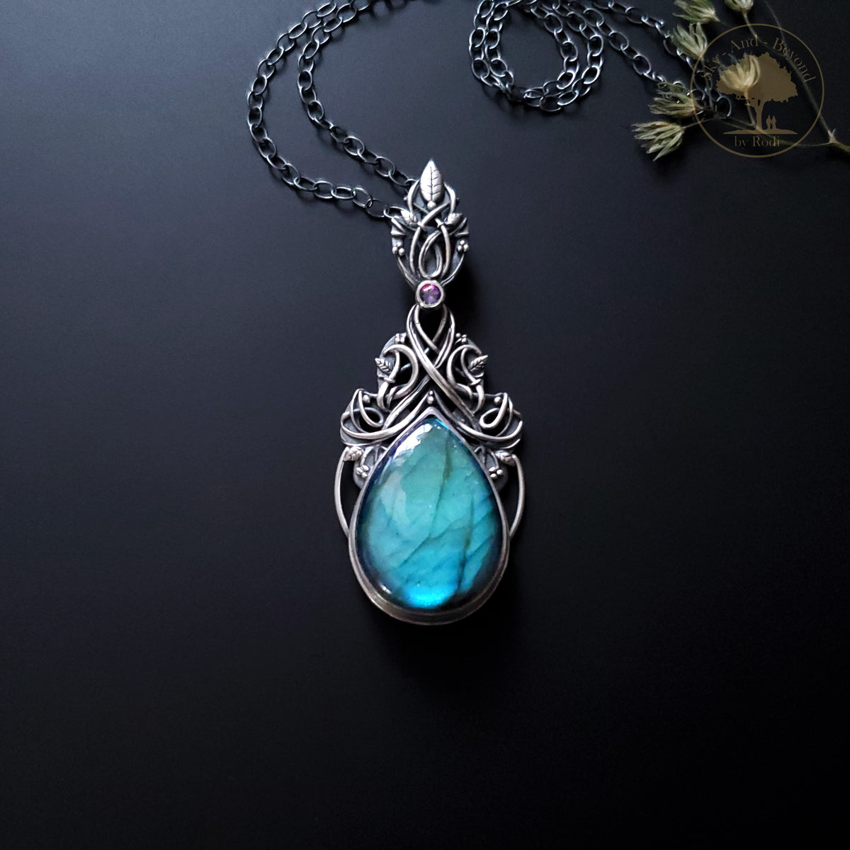 Silver Pendant and Necklace With Labradorite and Mystique Topaz - Dream Within a Dream