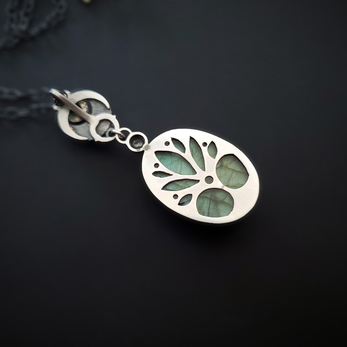 Sterling Silver Pendant and Necklace with Labradorite stones - Forest Spirit