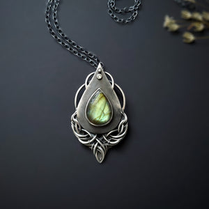 Sterling Silver with Labradorite and Topaz Talisman Pendant - Faith