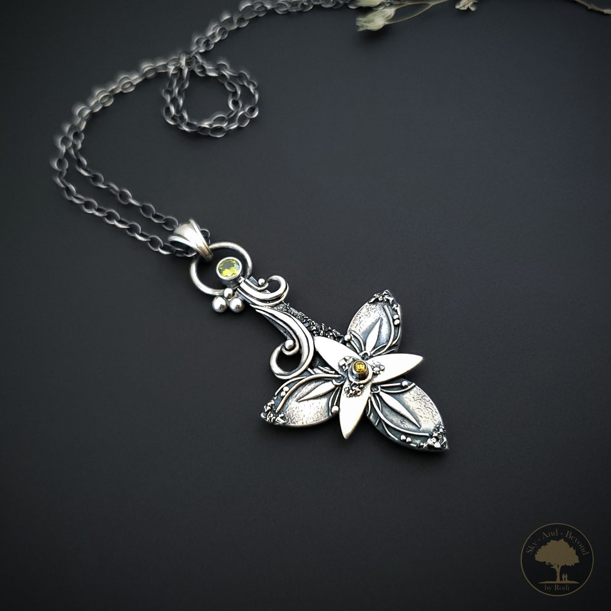 Custom order for Flo - Sterling Silver Trillium Pendant