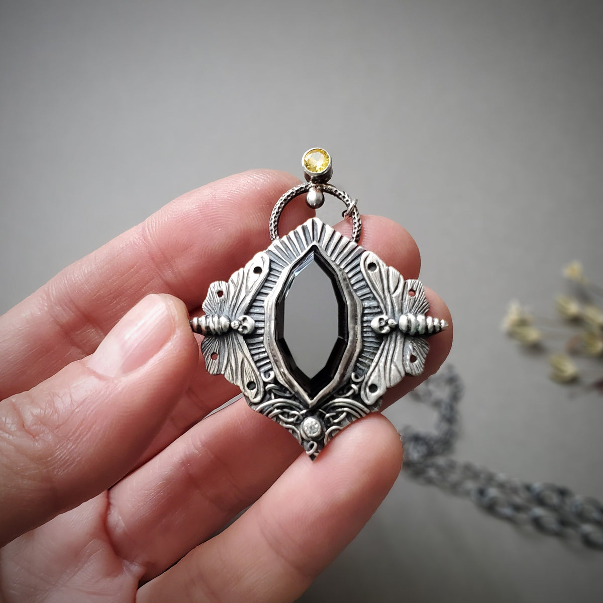 Sterling Silver with Spinel and Cubic Zirconia Stones Pendant and Necklace - Clear Light Mind