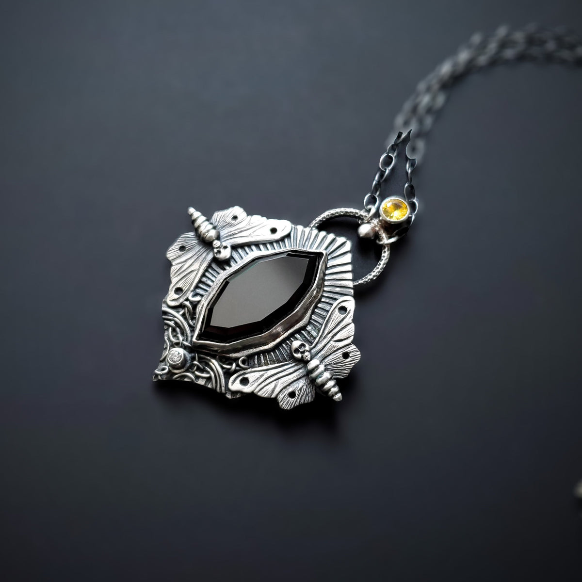 Sterling Silver with Spinel and Cubic Zirconia Stones Pendant and Necklace - Clear Light Mind