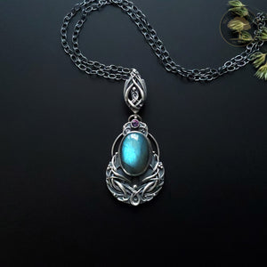 Silver Pendant and Necklace With Labradorite and Mystique Topaz - Love is My Home