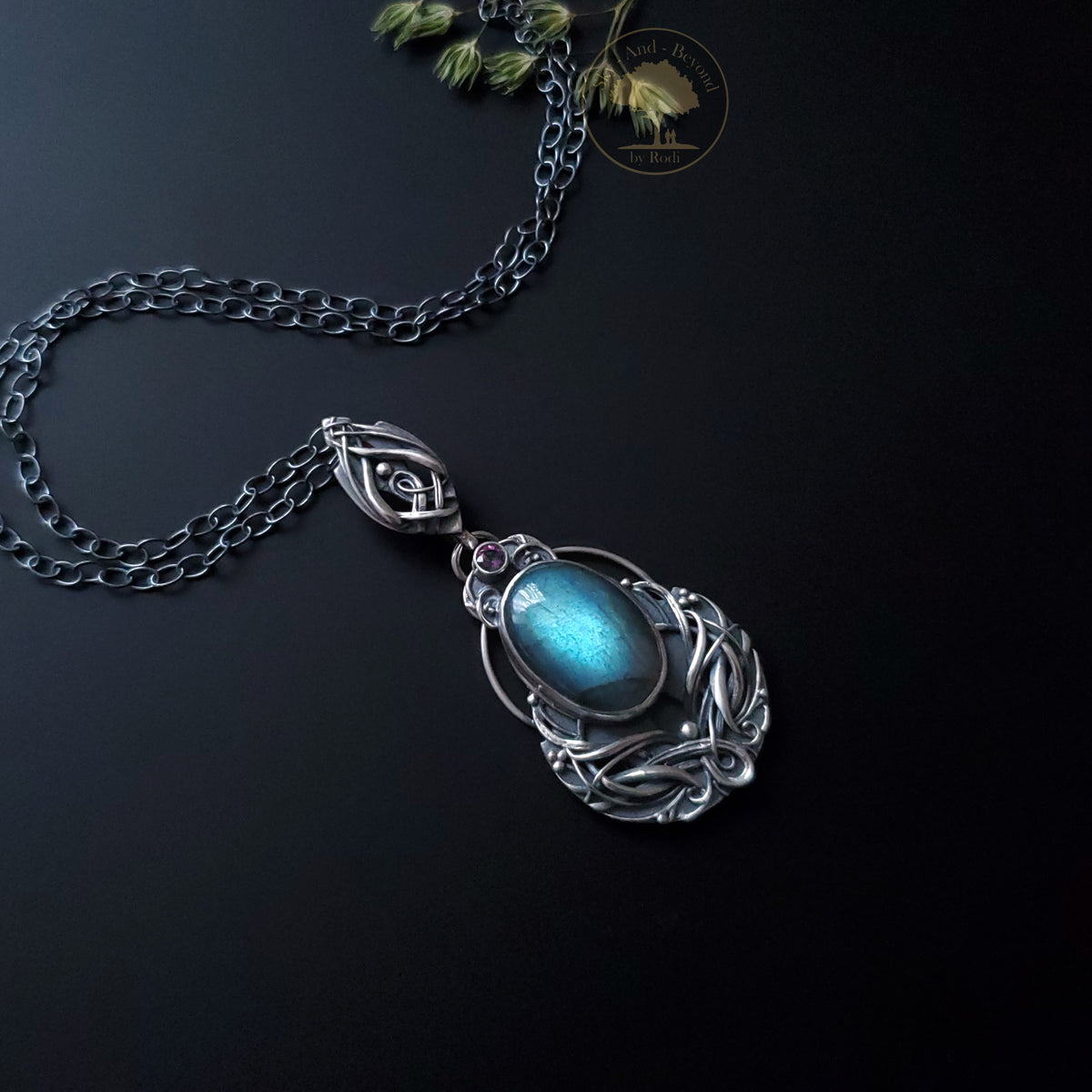 Silver Pendant and Necklace With Labradorite and Mystique Topaz - Love is My Home