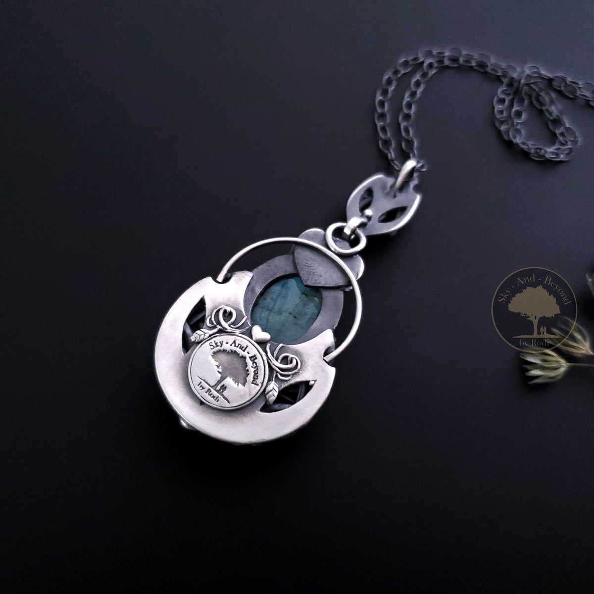 Silver Pendant and Necklace With Labradorite and Mystique Topaz - Love is My Home