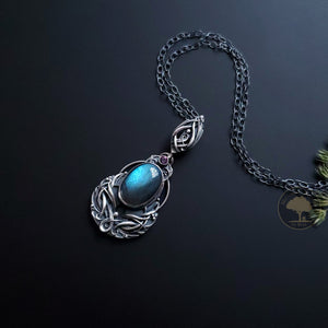 Silver Pendant and Necklace With Labradorite and Mystique Topaz - Love is My Home