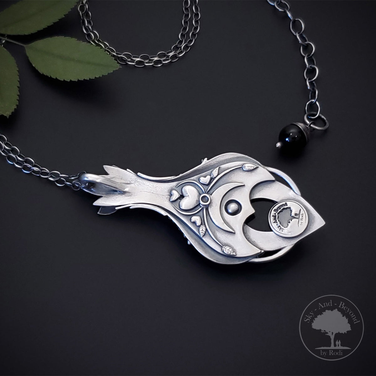 Clarity - Fine Silver With Onyx Pendant Earrings Set