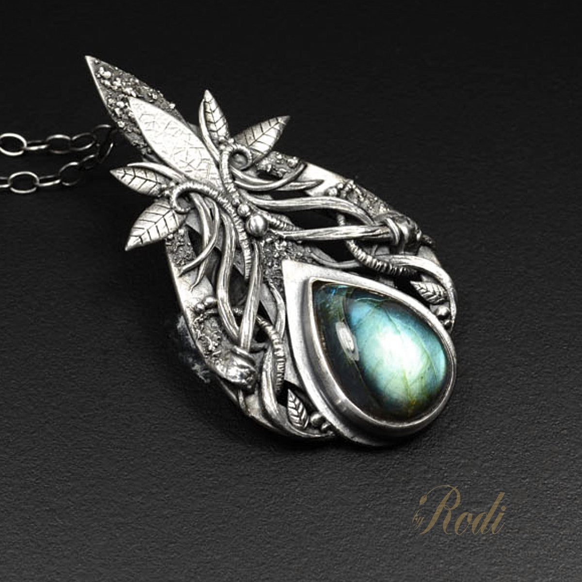 Divine Dance - Fine Silver Pendant With Labradorite