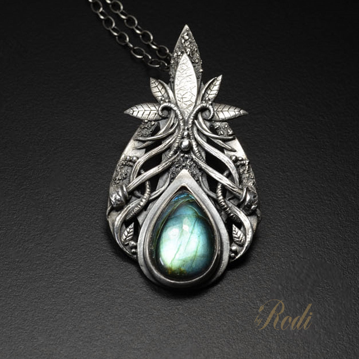 Divine Dance - Fine Silver Pendant With Labradorite