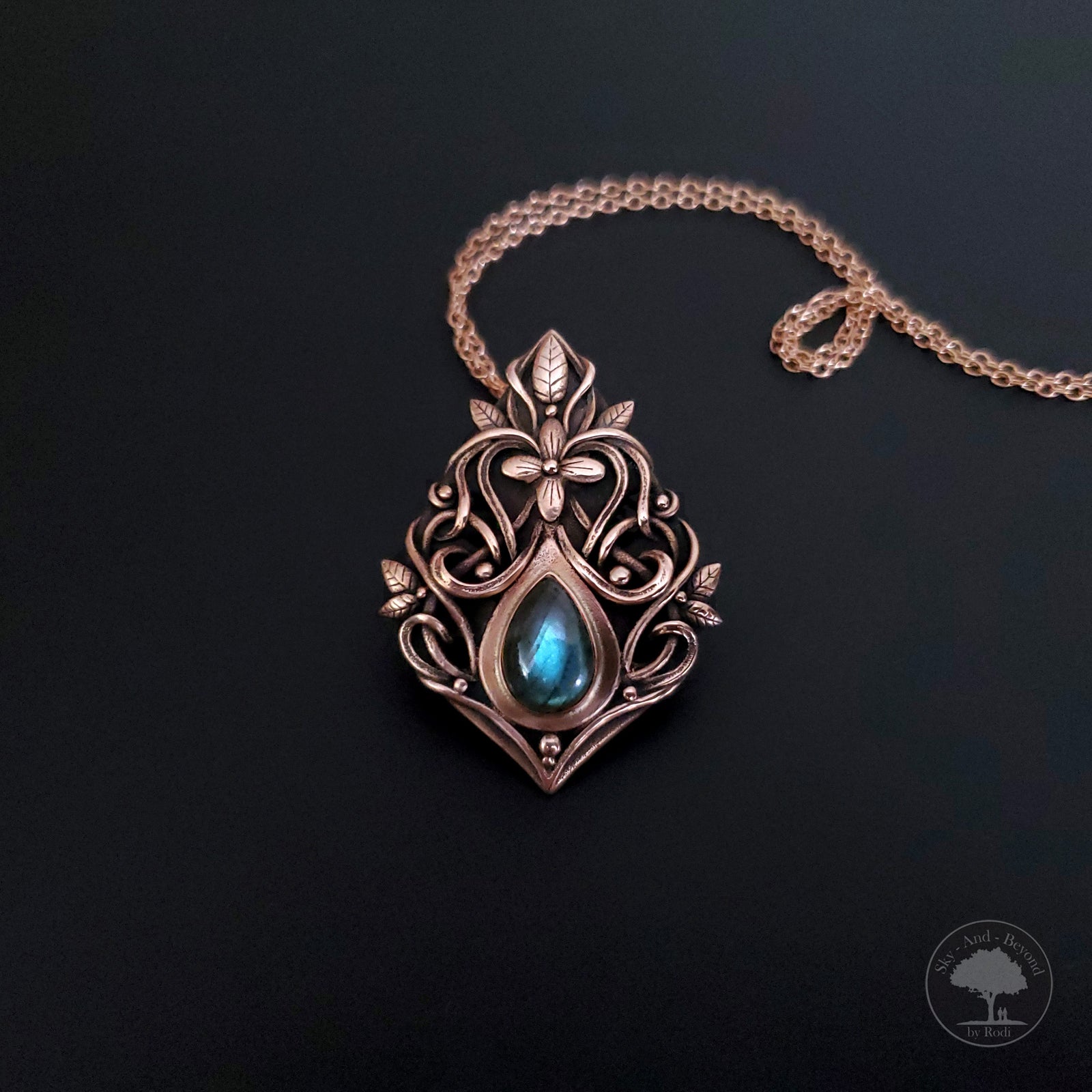 Truth - Bronze Pendant With Labradorite