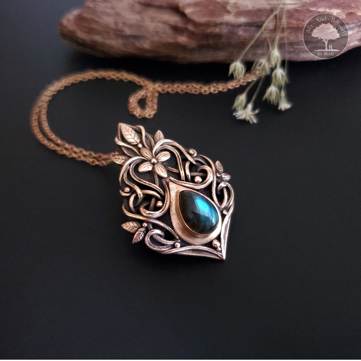 Truth - Bronze Pendant With Labradorite