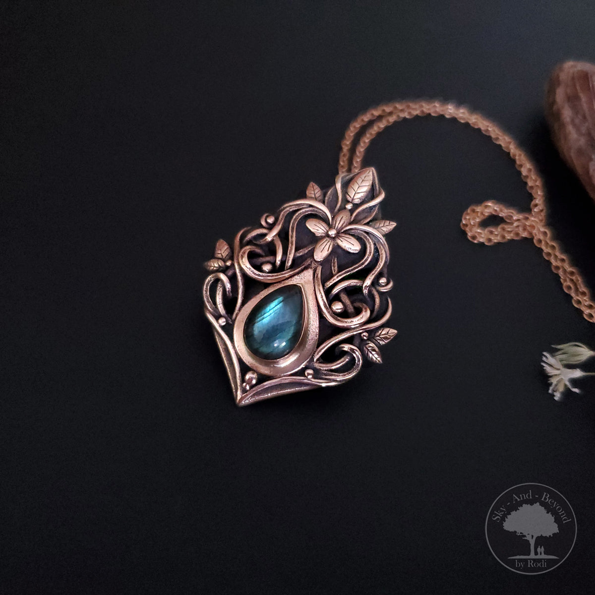 Truth - Bronze Pendant With Labradorite