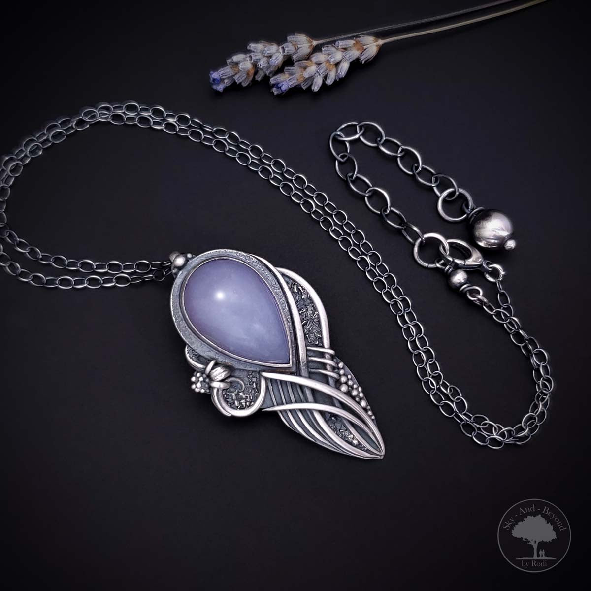 Expressions - Fine Silver Pendant With Blue Chalcedony