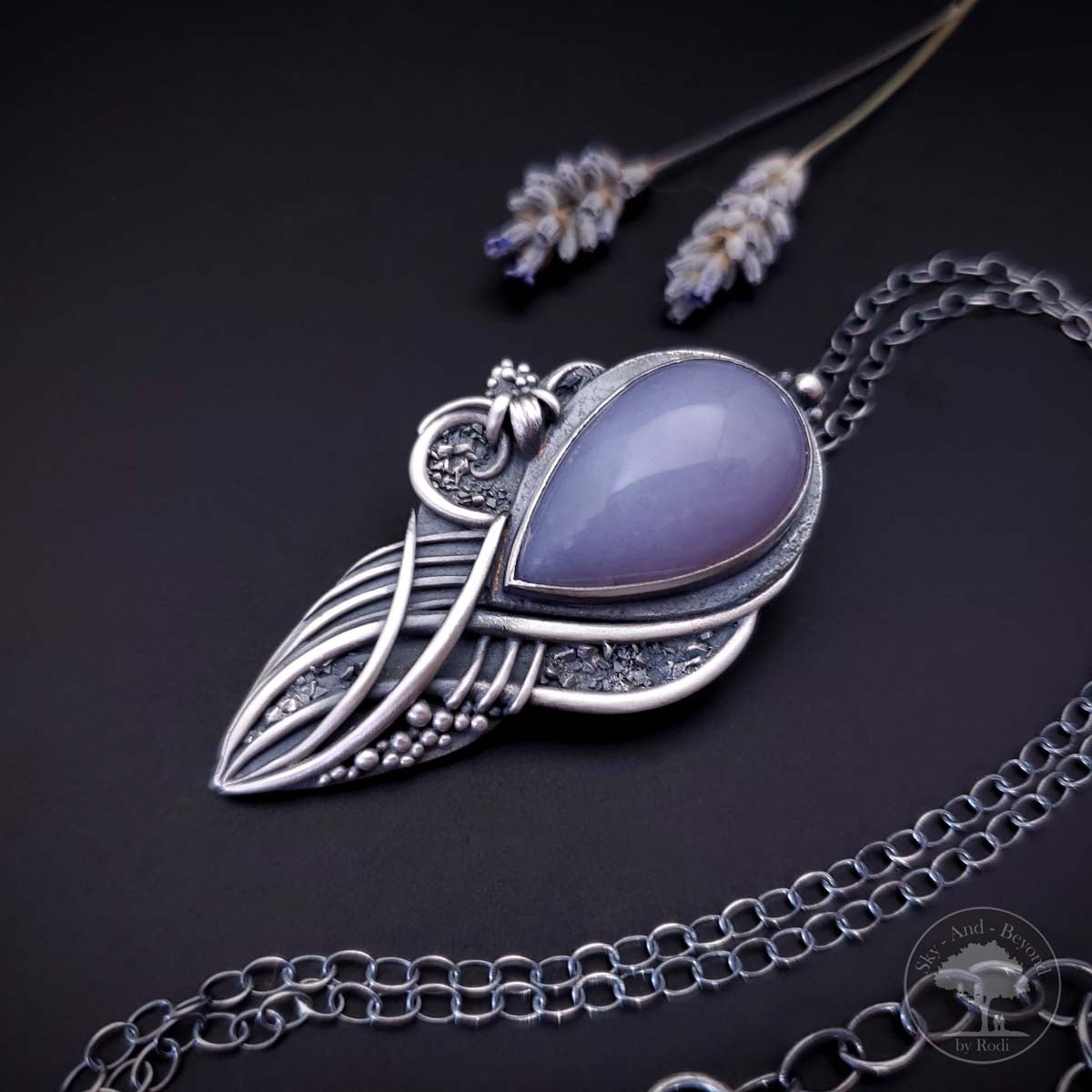 Expressions - Fine Silver Pendant With Blue Chalcedony