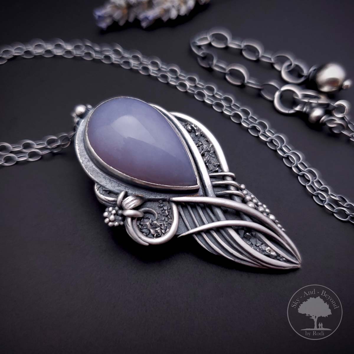 Expressions - Fine Silver Pendant With Blue Chalcedony