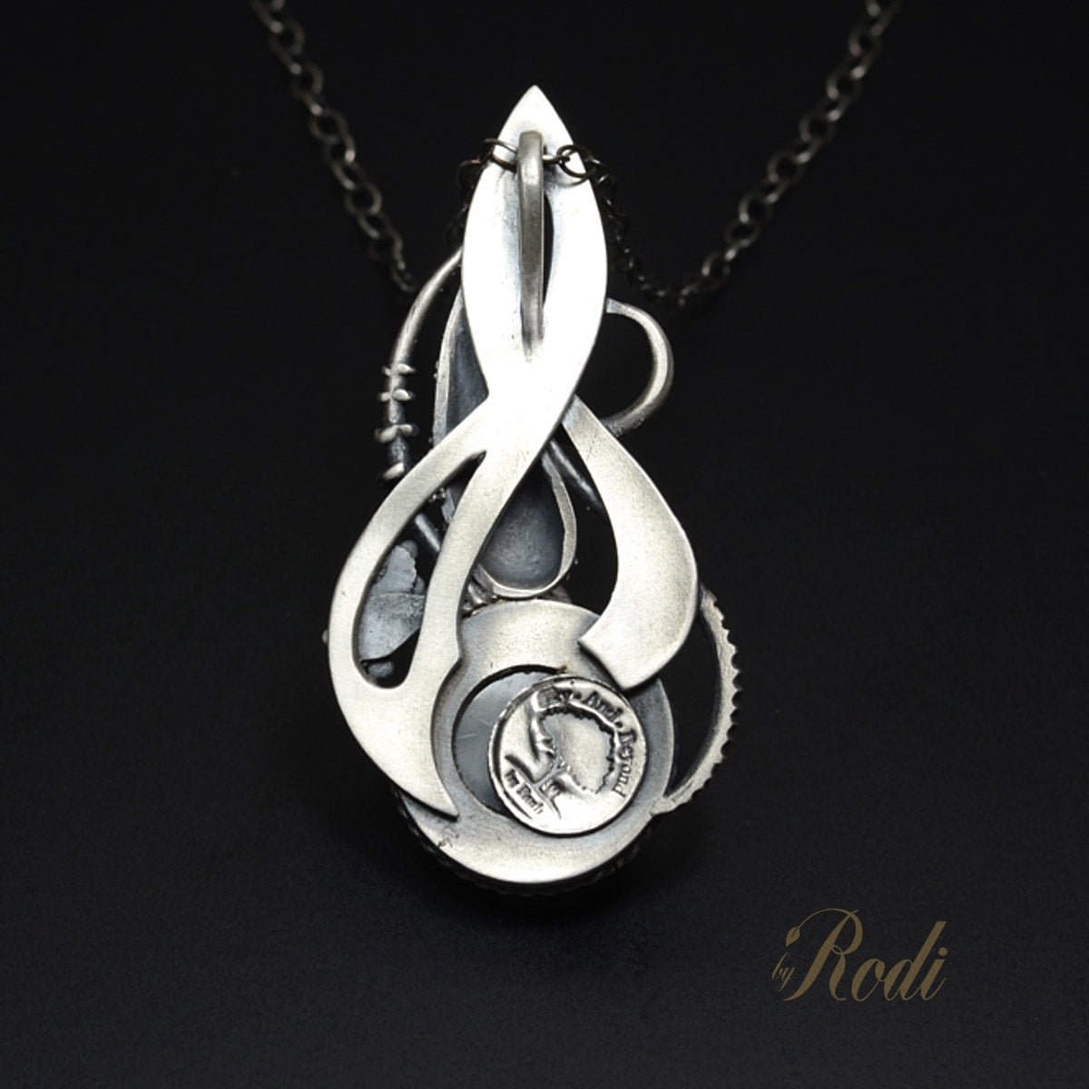 Forgiven Path - Fine Silver Pendant With Gray Moonstone