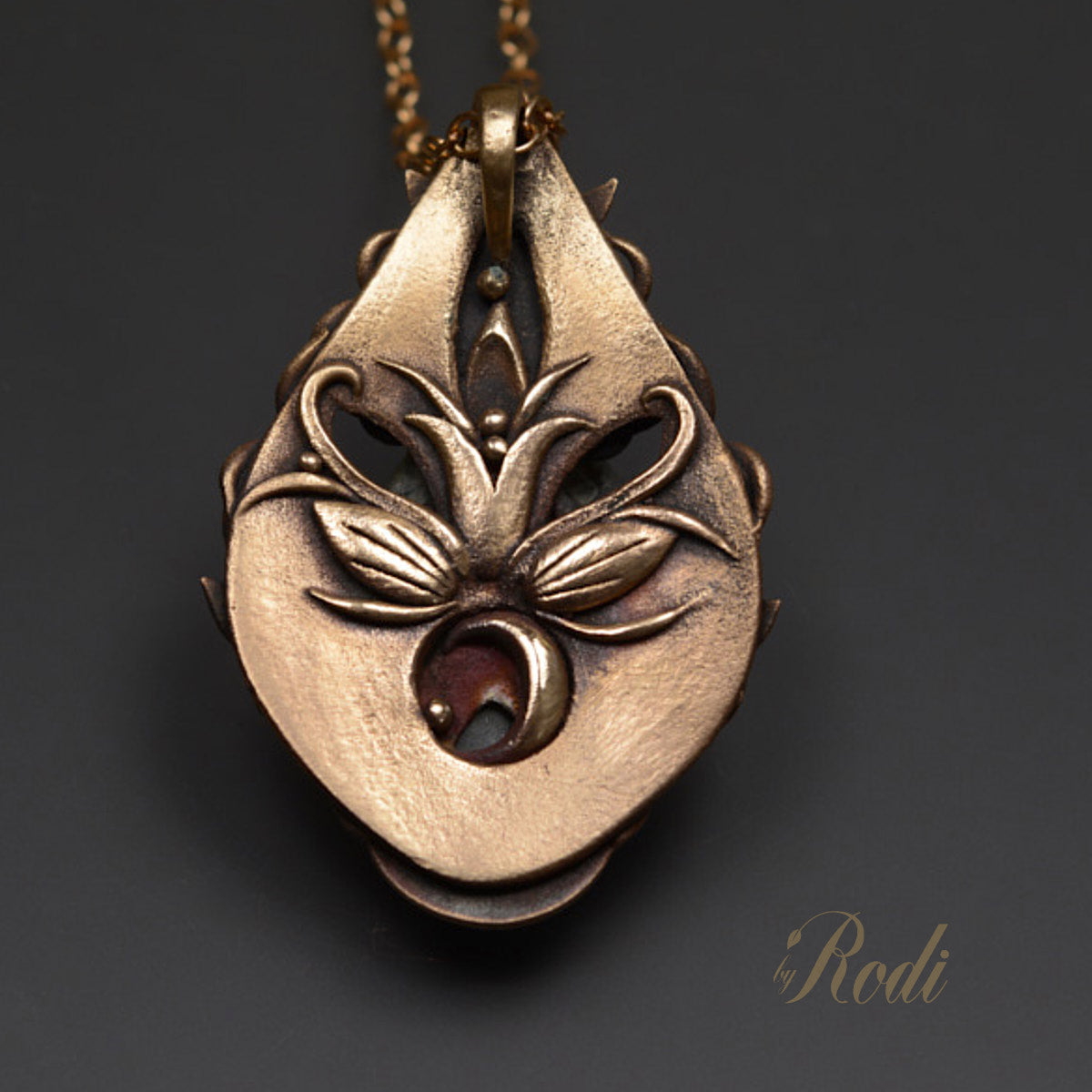 Freedom Bronze Pendant With Labradorite Metal Clay With Rodi