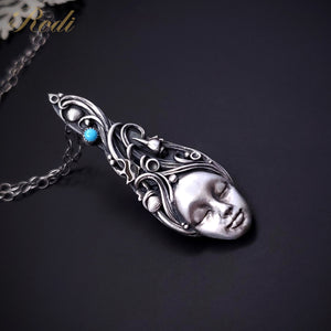 Goddess Of Tides II - Fine Silver Talisman Pendant With Turquoise