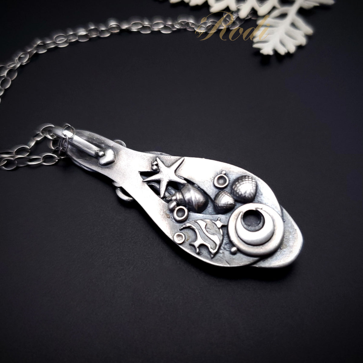 Goddess Of Tides II - Fine Silver Talisman Pendant With Turquoise