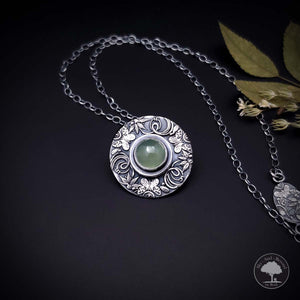 Mood For Love - Fine Silver Butterfly Mandala Pendant With Prehnite