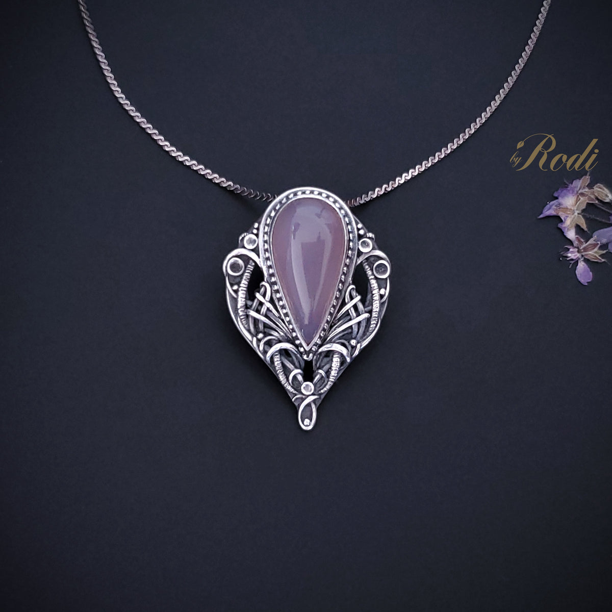 My All - Fine Silver Pendant, with Holy Lavender Chalcedony